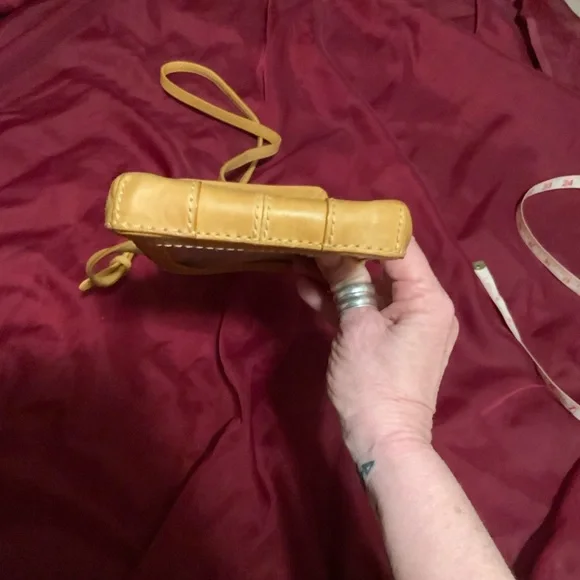 Fry Leather Crossbody phone purse.. color is mustard - Picture 7 of 12